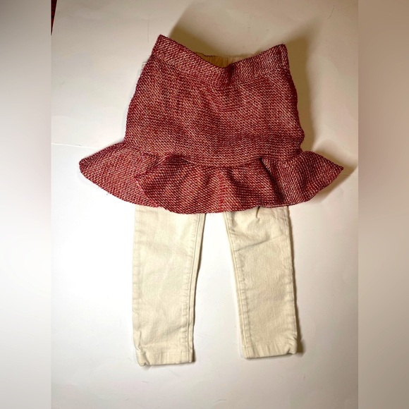 Bonpoint Cream Jeans and  Janie and Jack tweed pink skirt size 4 - Picture 1 of 4
